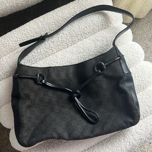 Gucci black canvas/leather shoulder bag